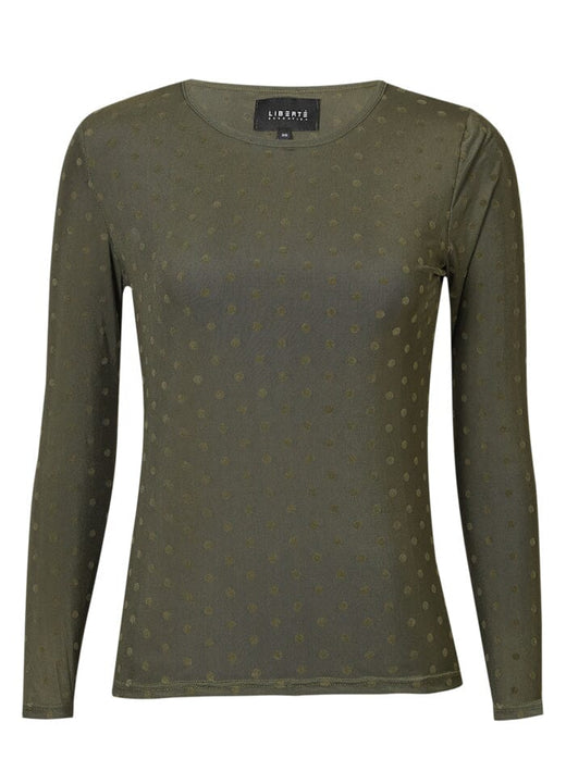 Liberte - Mesh Ls Tshirt, Dot 22069 - Army Medium Dot T-shirts 