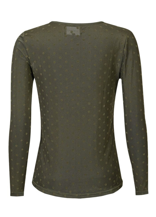 Liberte - Mesh Ls Tshirt, Dot 22069 - Army Medium Dot T-shirts 