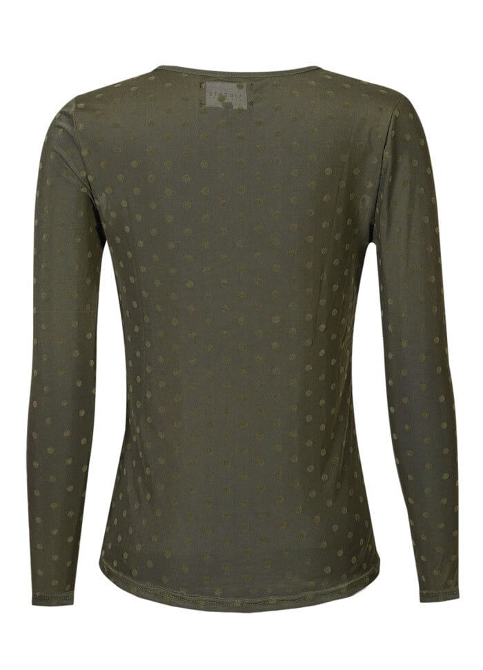 Liberte - Mesh Ls Tshirt, Dot 22069 - Army Medium Dot T-shirts 