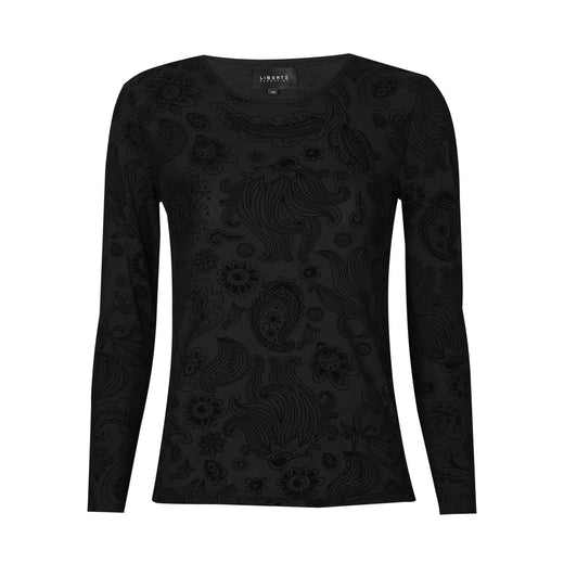 Liberte - Mesh Ls Tshirt, Flock 22081 - Black Paisley T-shirts 