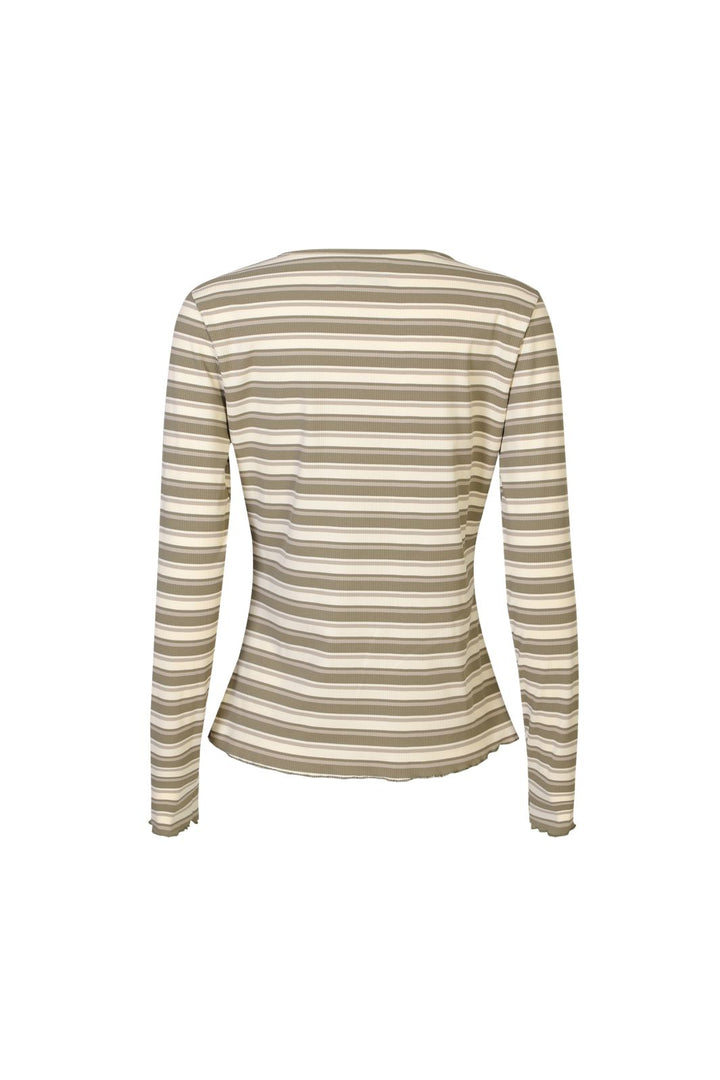 Liberte - Natalia Ls Round Neck Blouse 9914 - Army Creme Stripe