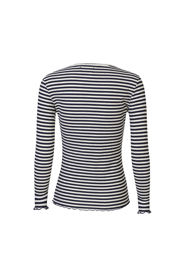 Liberte - Natalia Ls Round Neck Blouse 9914 - Navy Grey Mel. Stripe
