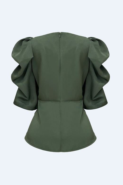 Liberte - Winnie Peplum Blouse 22481 - Dusty Army