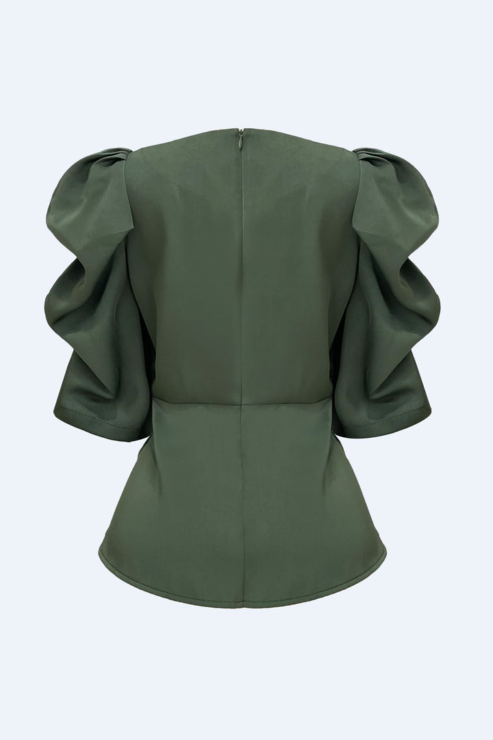 Liberte - Winnie Peplum Blouse 22481 - Dusty Army