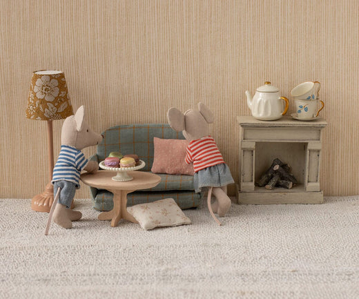 Maileg - Ovalt Sofabord, Mus - Natur - Mouse Furniture Legetøj 
