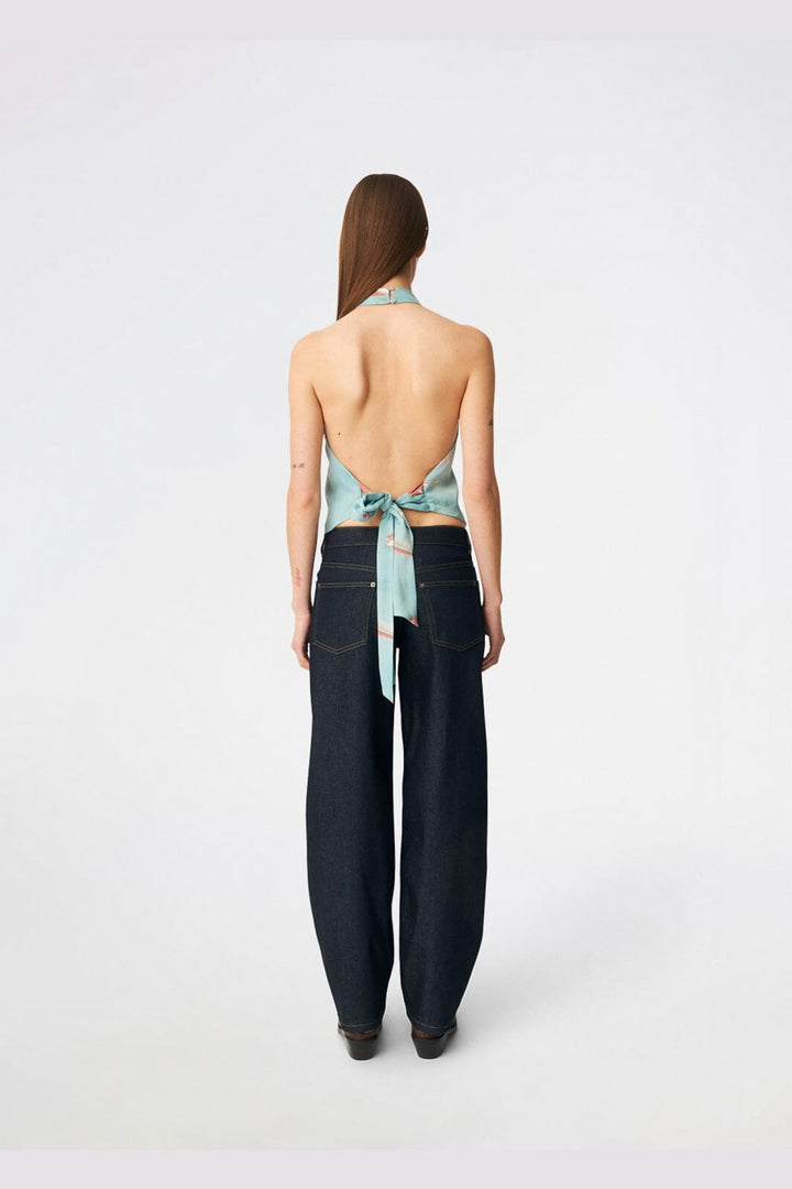 Modström - Carinamd Print Top 59432 - 11631 - Aqua Flower
