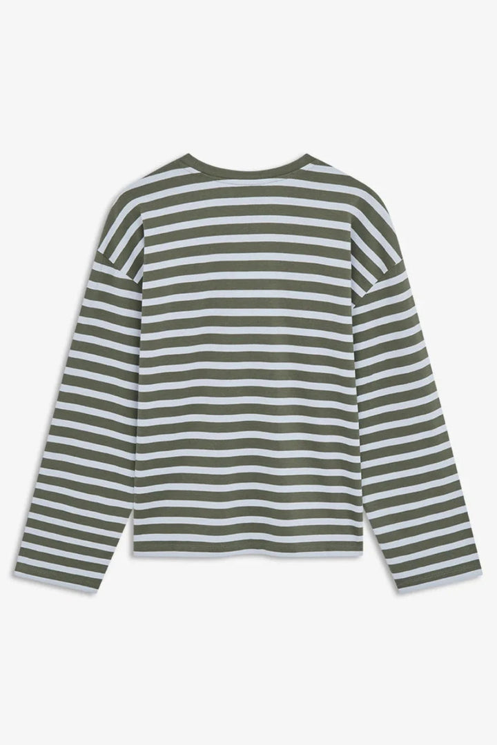 ModströM - Taimmd Stripe Ls T-Shirt 59970 - 11225 - Army Plein Air Stripe T-shirts 