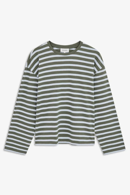 ModströM - Taimmd Stripe Ls T-Shirt 59970 - 11225 - Army Plein Air Stripe T-shirts 