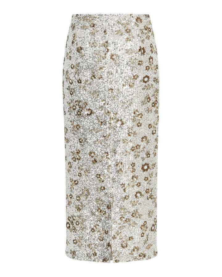 Moss Copenhagen - Mschmagnolia Skirt Emb 19473 - Silver T Coco Nederdele 