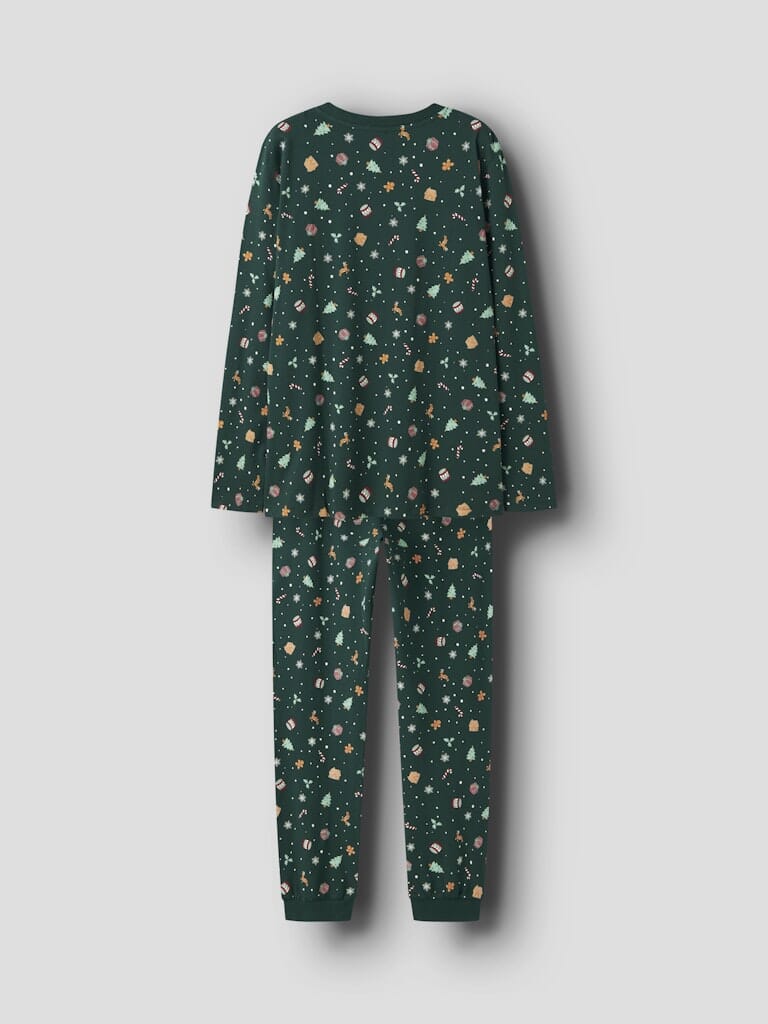 Name It - Nanvismas Ls Nightset - 4918983 Botanical Garden Xmas Aop Nattøj 