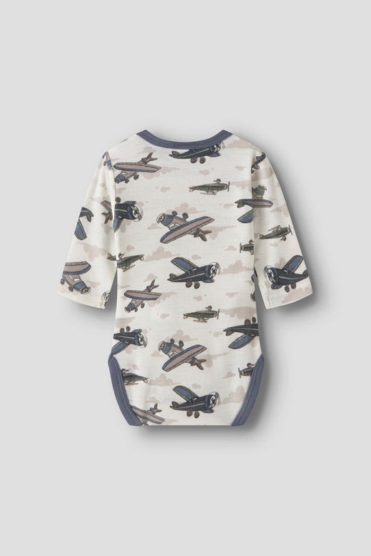 Name It - Nbmwillitus Wool Ls Body - 4951590 Snow White Airplanes