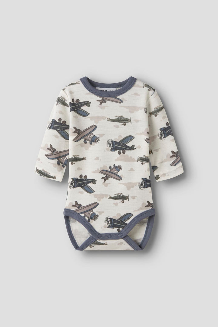 Name It - Nbmwillitus Wool Ls Body - 4951590 Snow White Airplanes