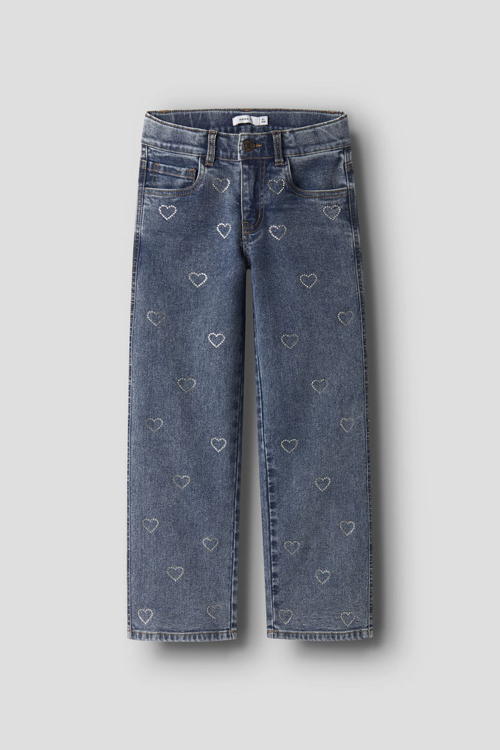 Name It - Nkfrose Wide Rhinestone Jeans 4417-Im T - 4912053 Denim Blue Rhinestone Bows