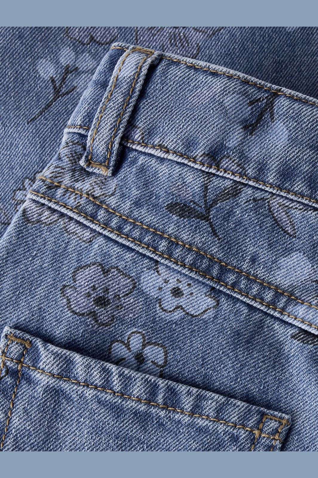 Name It - Nmfrose Wide Jeans 2633-Im - 5082409 Medium Blue Denim Flower