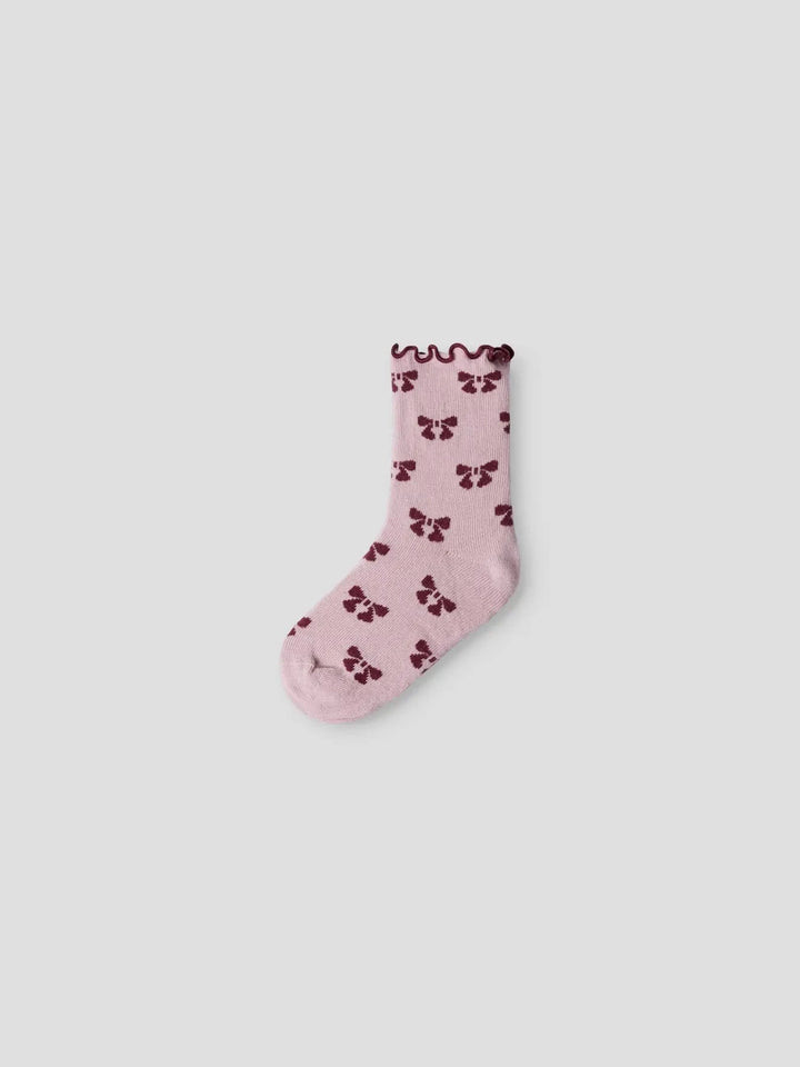 Name It - Nmfsilke Sock - 4893920 Keepsake Lilac Peyote Melange/Burgundy Strømper 