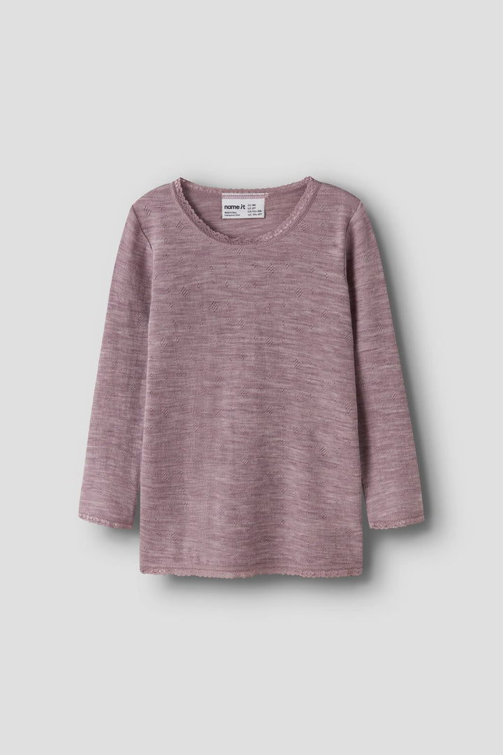 Name It - Nmfwang Wool Needle Ls Top Solid - 4968773 Toadstool