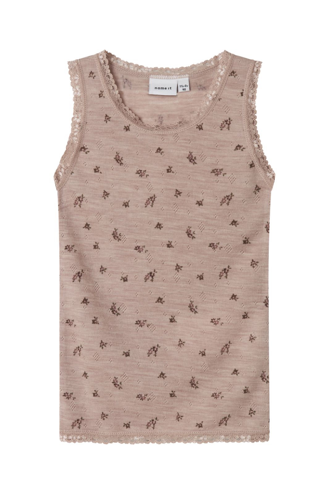 Name It - Nmfwang Wool Needle Tank Top - 4737134 Shadow Gray Small Flowers