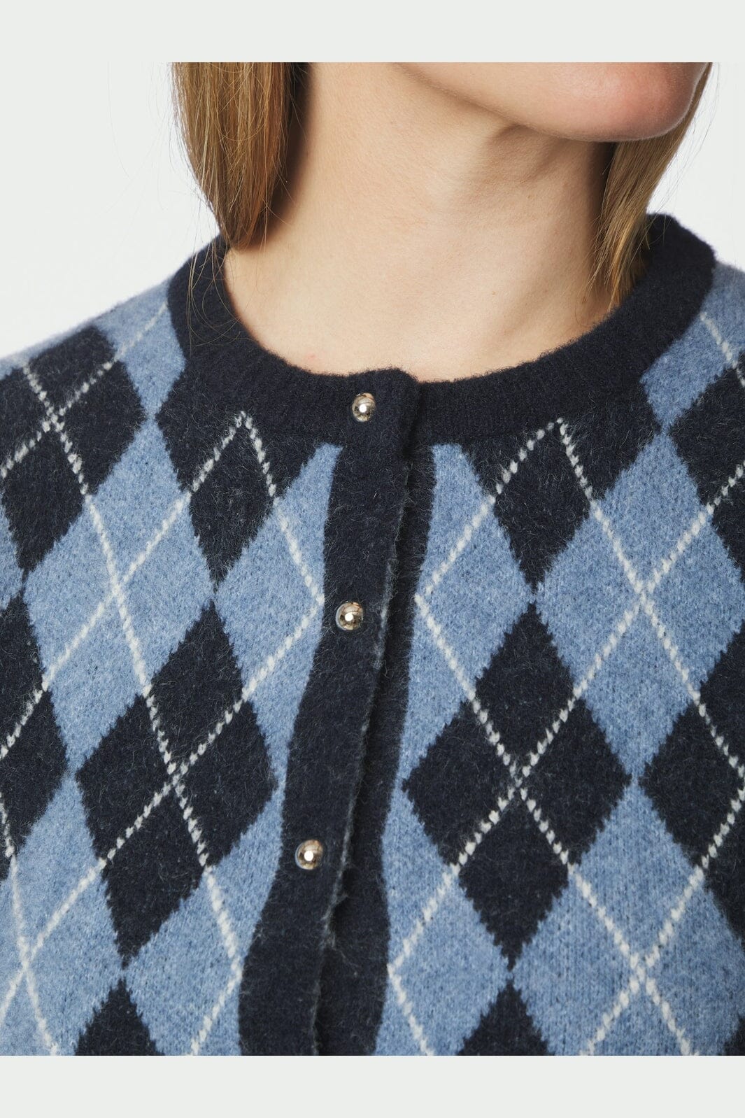 Neo Noir - Allestar Check Knit Cardigan 165729 - 141 - Navy