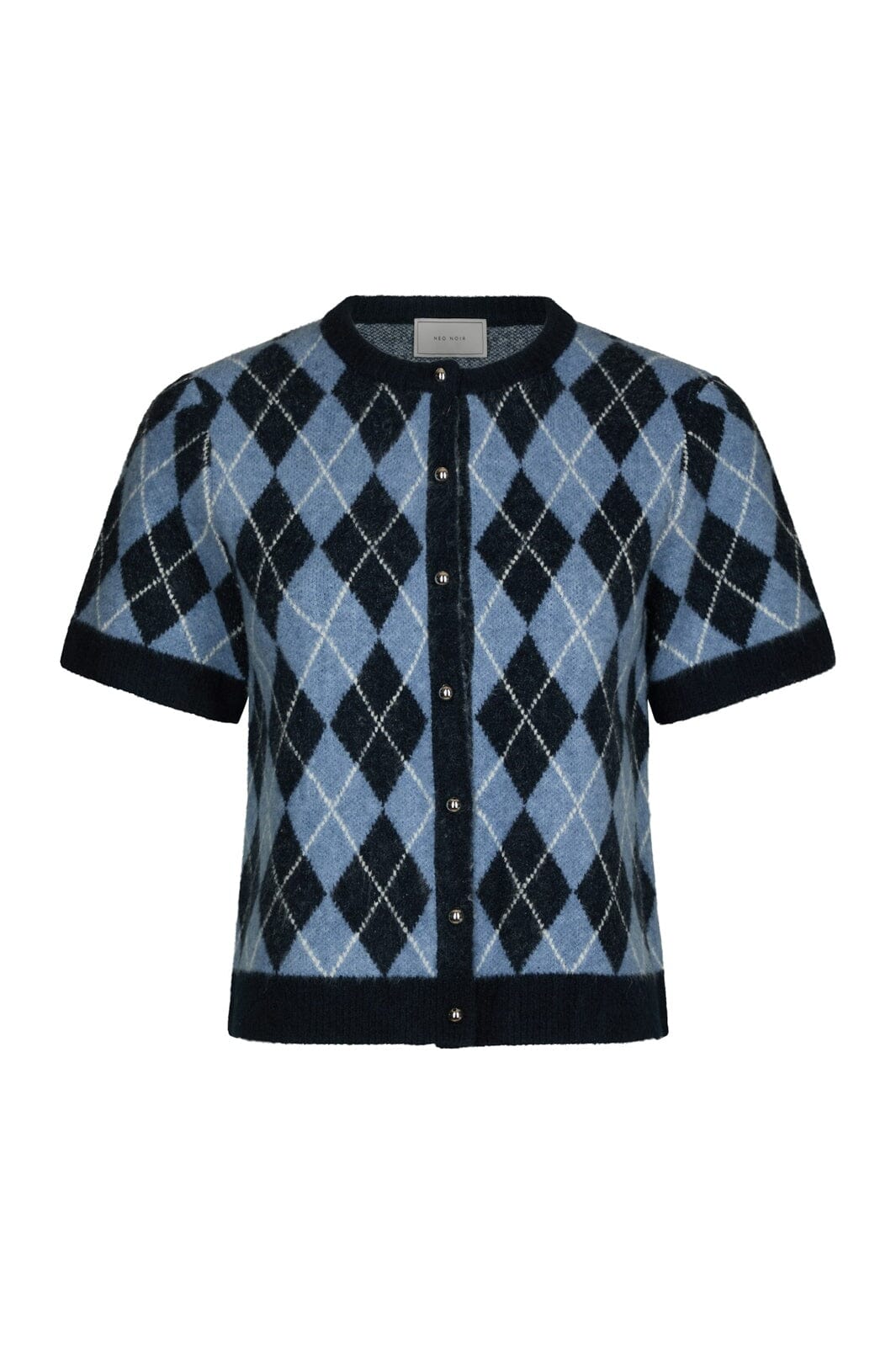 Neo Noir - Allestar Check Knit Cardigan 165729 - 141 - Navy