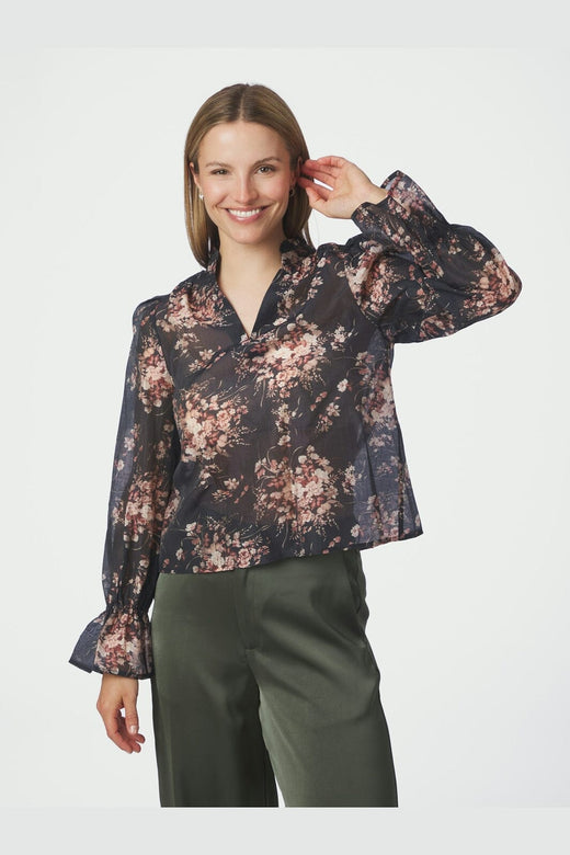 Neo Noir - Amara Garden Flower Blouse 170134 - 702 - Dark Navy
