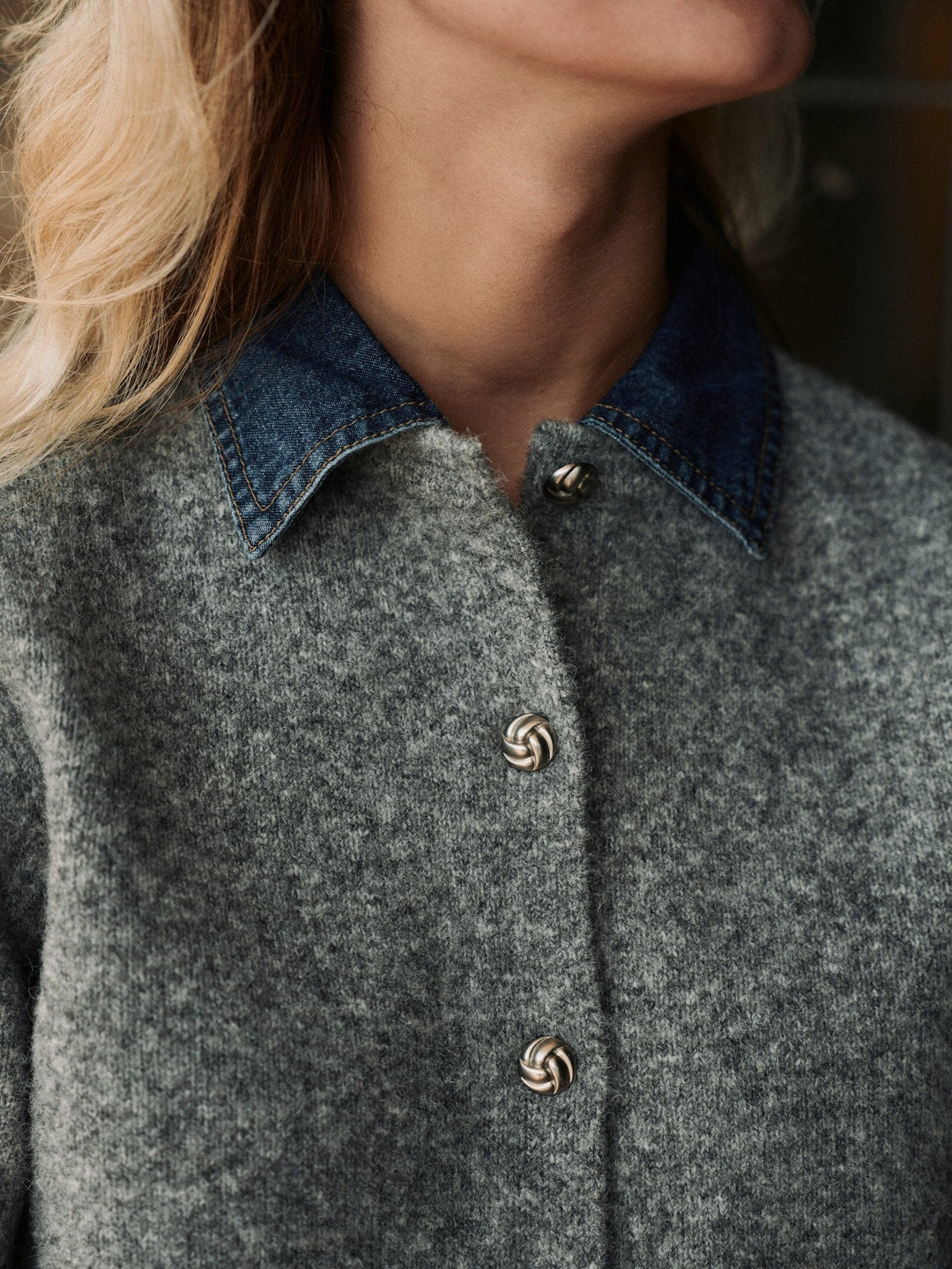 Neo Noir - Amoria Knit Cardigan 169711 - 133 - Grey Melange Cardigans 