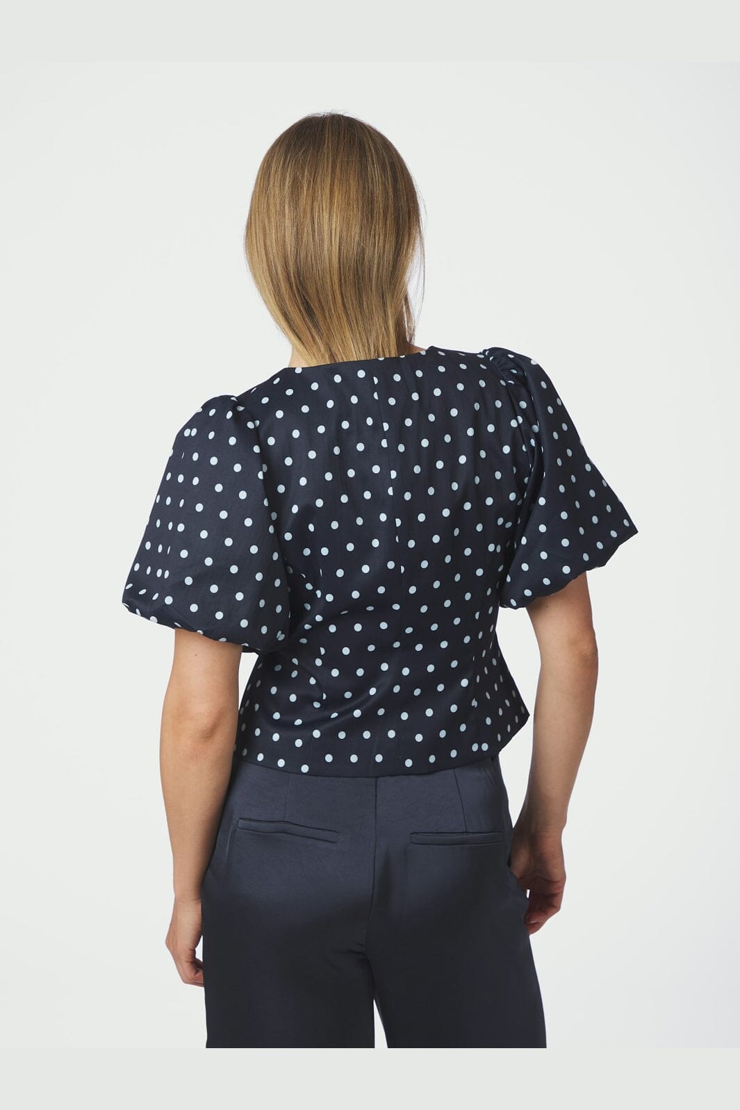 Neo Noir - Anela Dot Blouse 167821 - 141 - Navy
