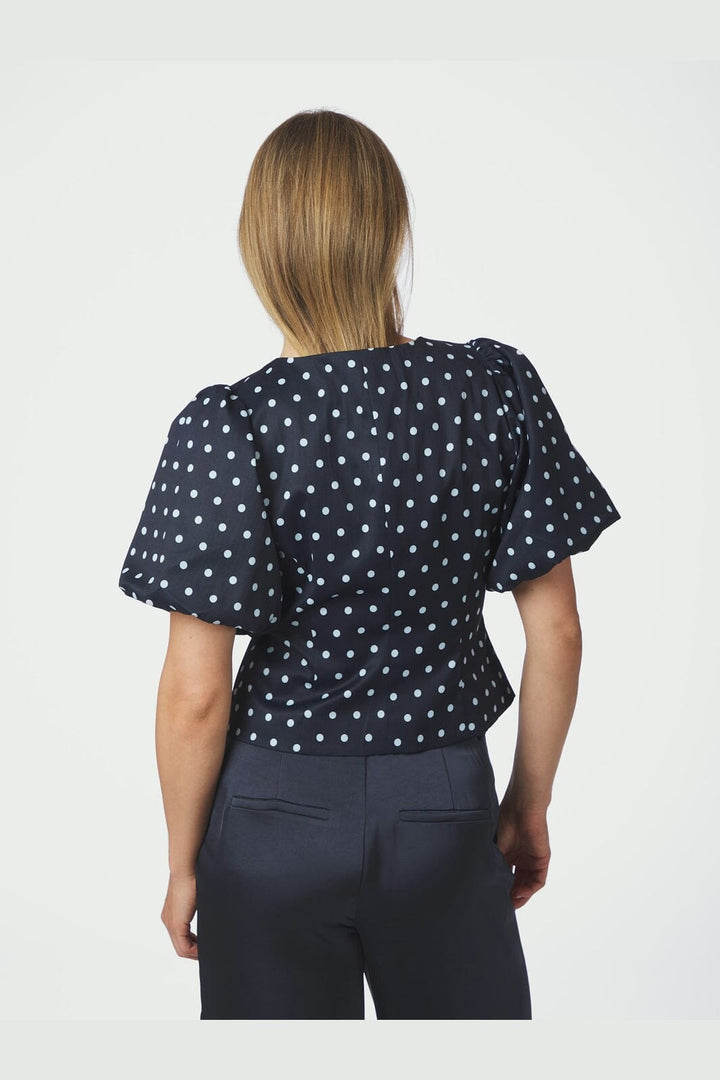 Neo Noir - Anela Dot Blouse 167821 - 141 - Navy