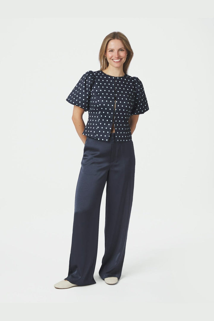 Neo Noir - Anela Dot Blouse 167821 - 141 - Navy