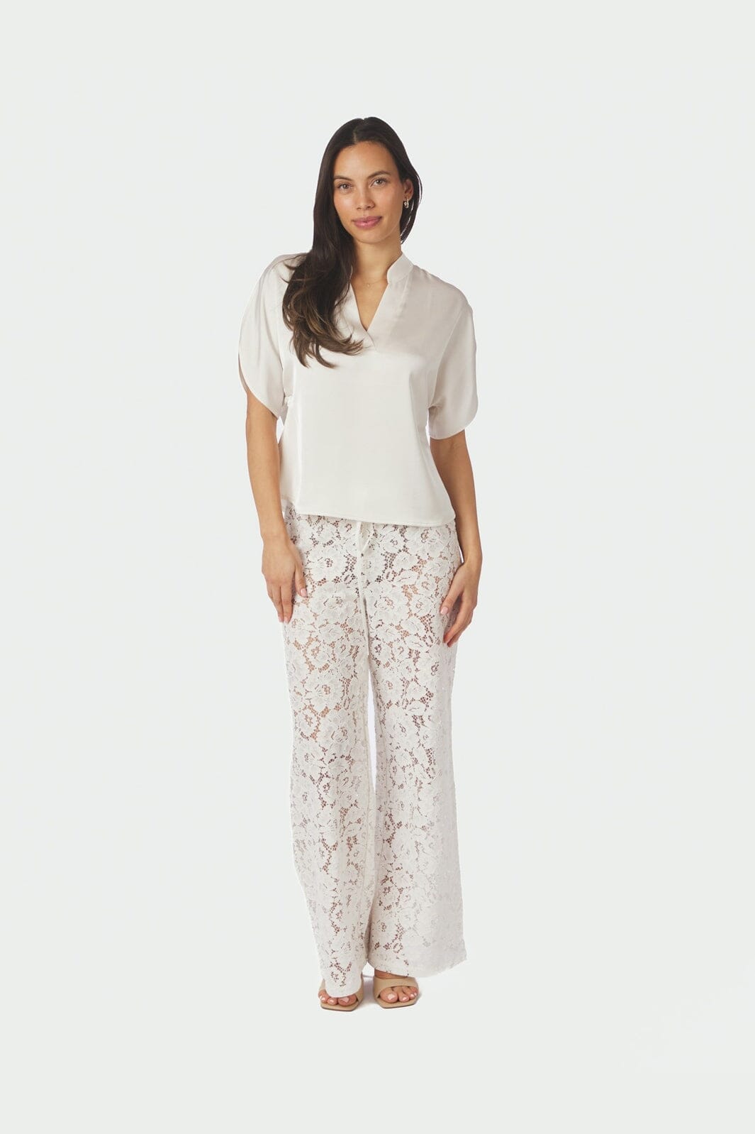 Neo Noir - Anelle Heavy Sateen Blouse 168286 - 621 - Pearl