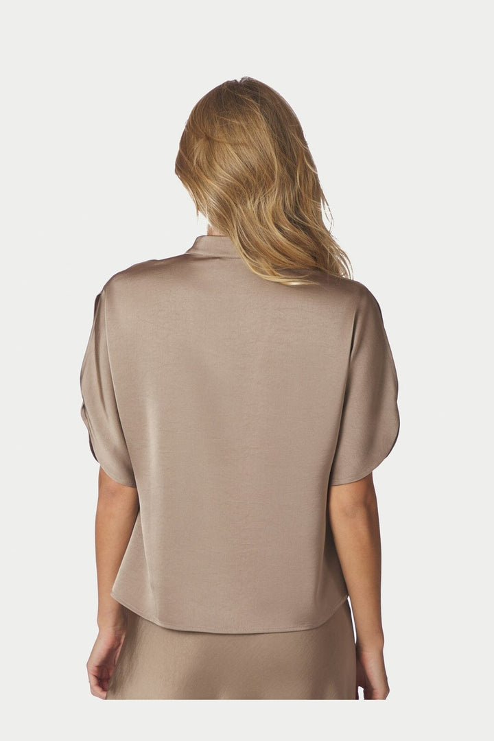 Neo Noir - Anelle Heavy Sateen Blouse 168286 - 811 - Dark Taupe