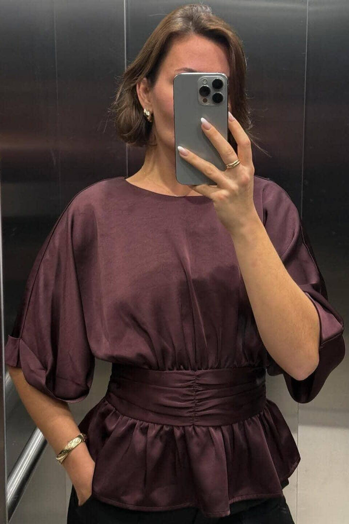 Neo Noir - Annegret Heavy Sateen Blouse 166830 - 174 - Burgundy Bluser 