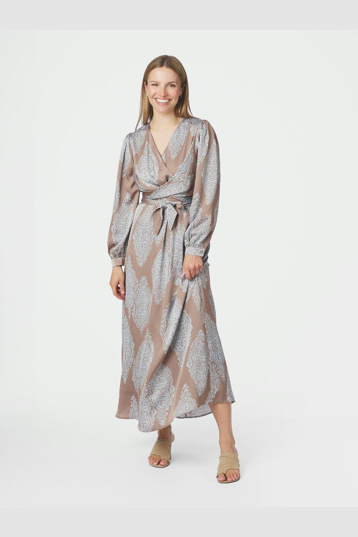 Neo Noir - Bretti Paisley Drop Dress 168466 - 481 - Dark Taupe/Light Blue