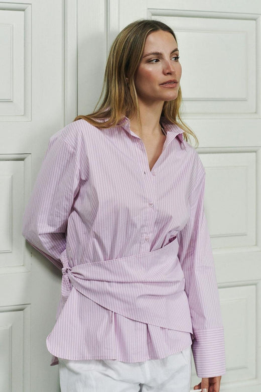 Neo Noir - Dita Scarf Stripe Shirt 169857 - 754 - Light Pink Tørklæder 