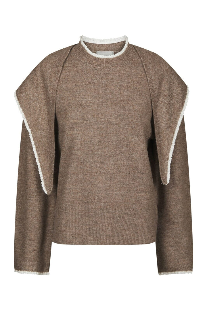 Neo Noir - Eliska Scarf Knit Blouse 170082 - 205 - Brown Melange