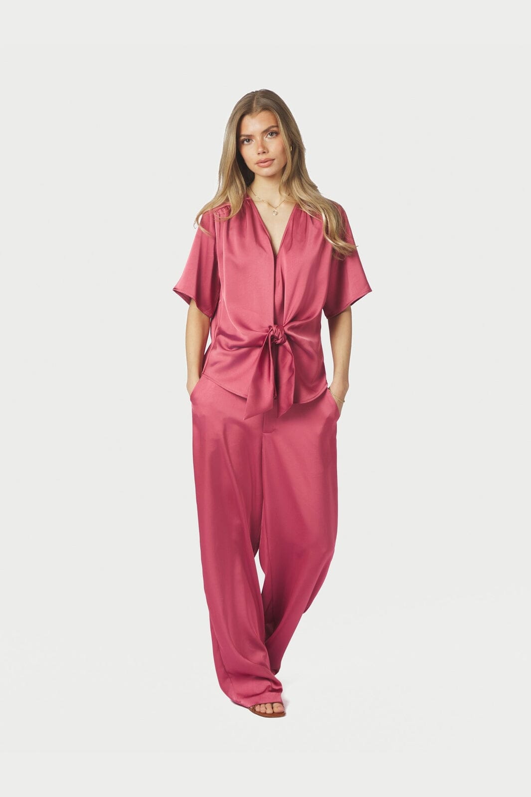 Neo Noir - Emmett Heavy Sateen Pants 164136 - 430 - Cherry Pink