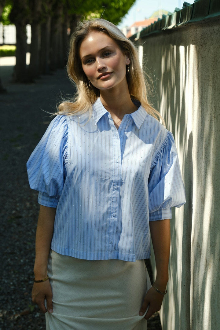 Neo Noir - Etta Stripe Stone Shirt 168625 - 145 - Light Blue Skjorter 
