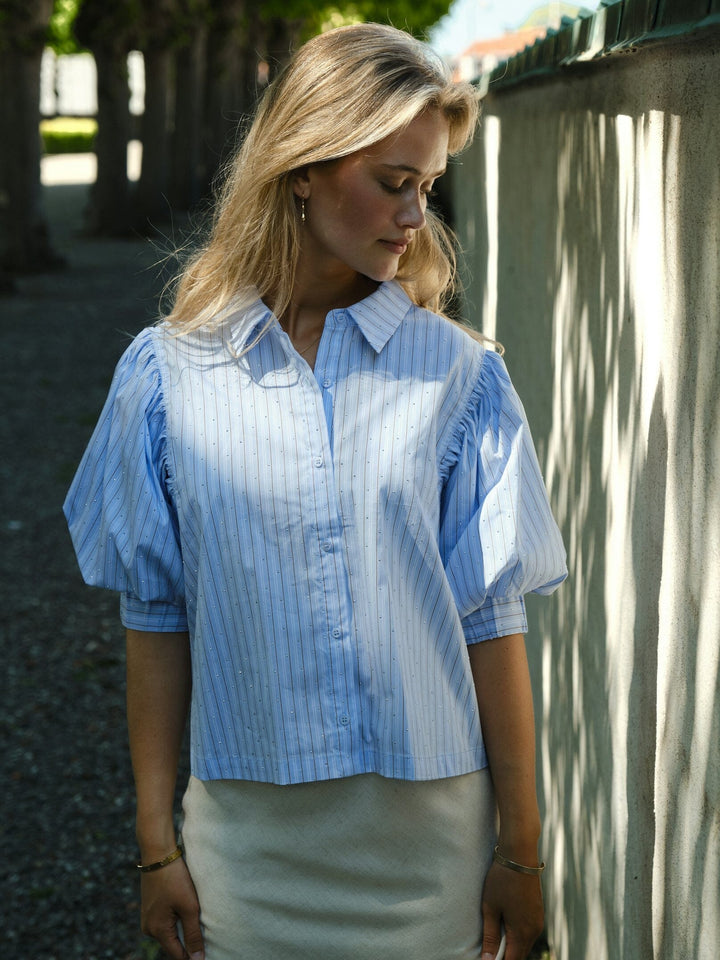 Neo Noir - Etta Stripe Stone Shirt 168625 - 145 - Light Blue Skjorter 