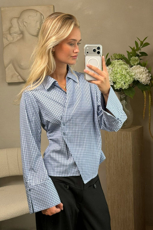 Neo Noir - Fenli Check Shirt 169775 - 140 - Blue Skjorter 