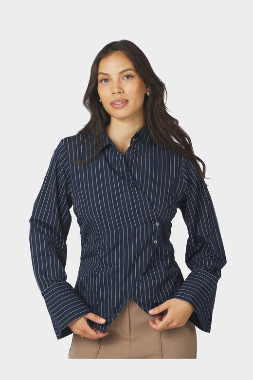 Neo Noir - Fenli Slim Stripe Shirt 170977 - 141 - Navy