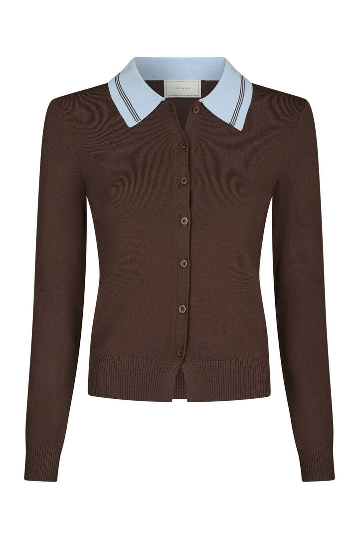 Neo Noir - Filiana Contrast Polo Blouse 168935 - 210 - Brown