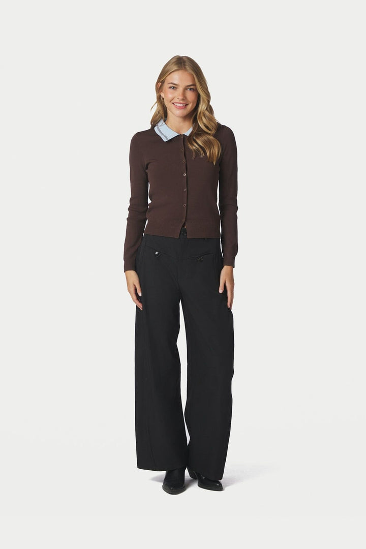 Neo Noir - Filiana Contrast Polo Blouse 168935 - 210 - Brown