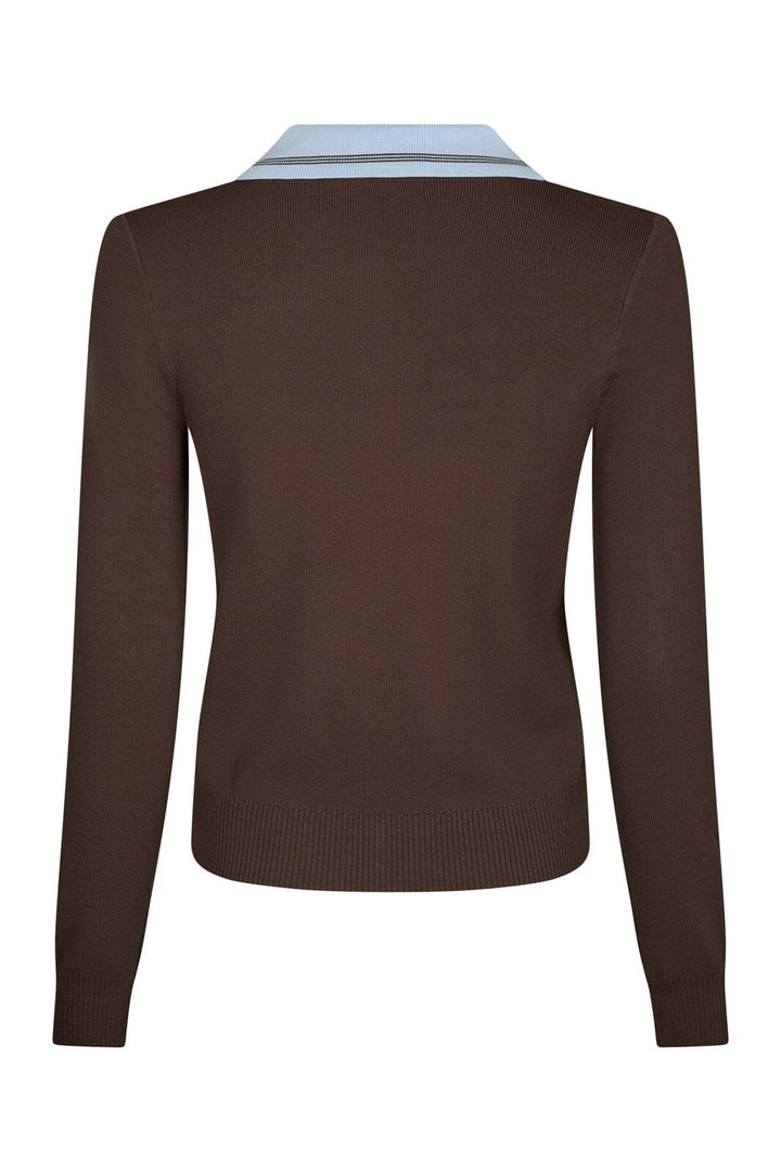 Neo Noir - Filiana Contrast Polo Blouse 168935 - 210 - Brown
