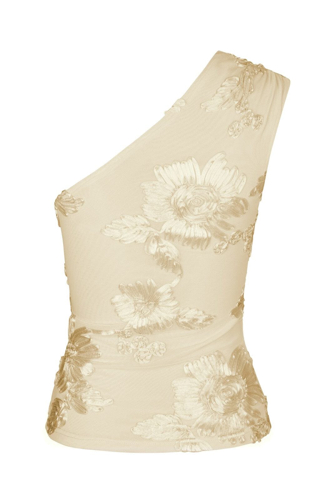 Neo Noir - Florini Big Flower Mesh Top 166166 - 191 - Light Yellow