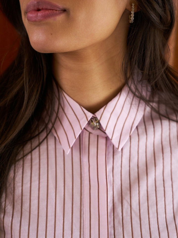Neo Noir - Frannie Structure Stripe Shirt 169900 - 754 - Light Pink Skjorter 