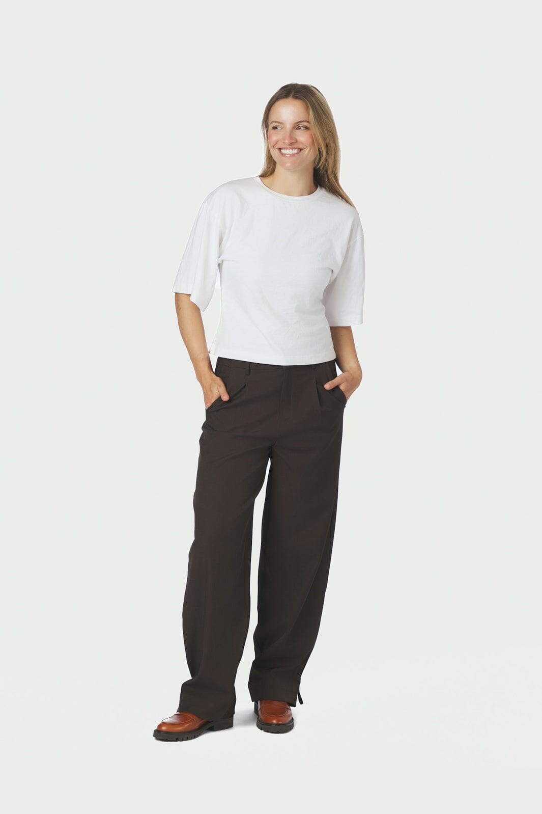 Neo Noir - Isotta Structure Tie Pants 170430 - 676 - Dark Brown