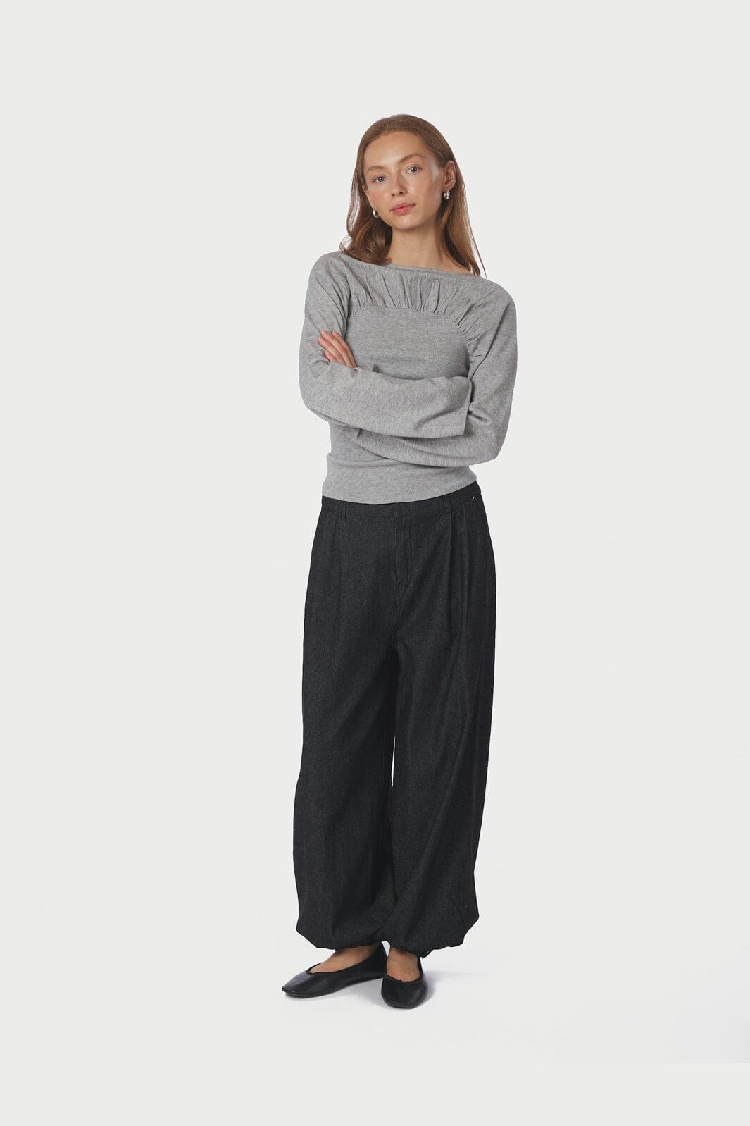 Neo Noir - Kaiba Knit Blouse 166875 - 103 - Light Grey Melange