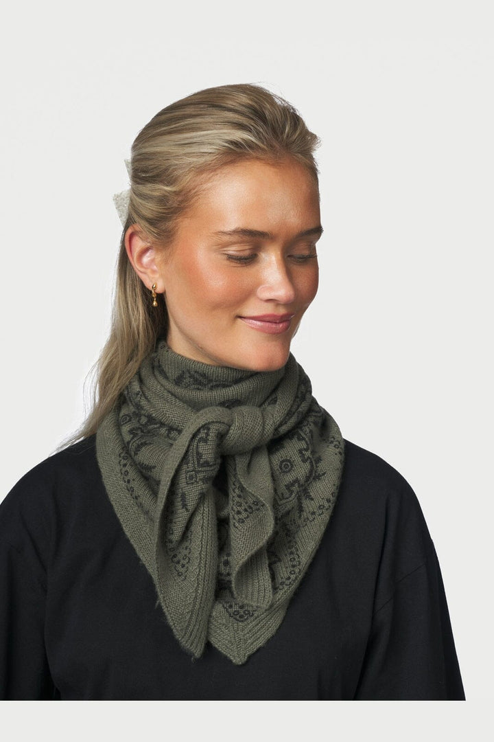 Neo Noir - Lolana Paisley Knit Scarf 170741 - 151 - Army