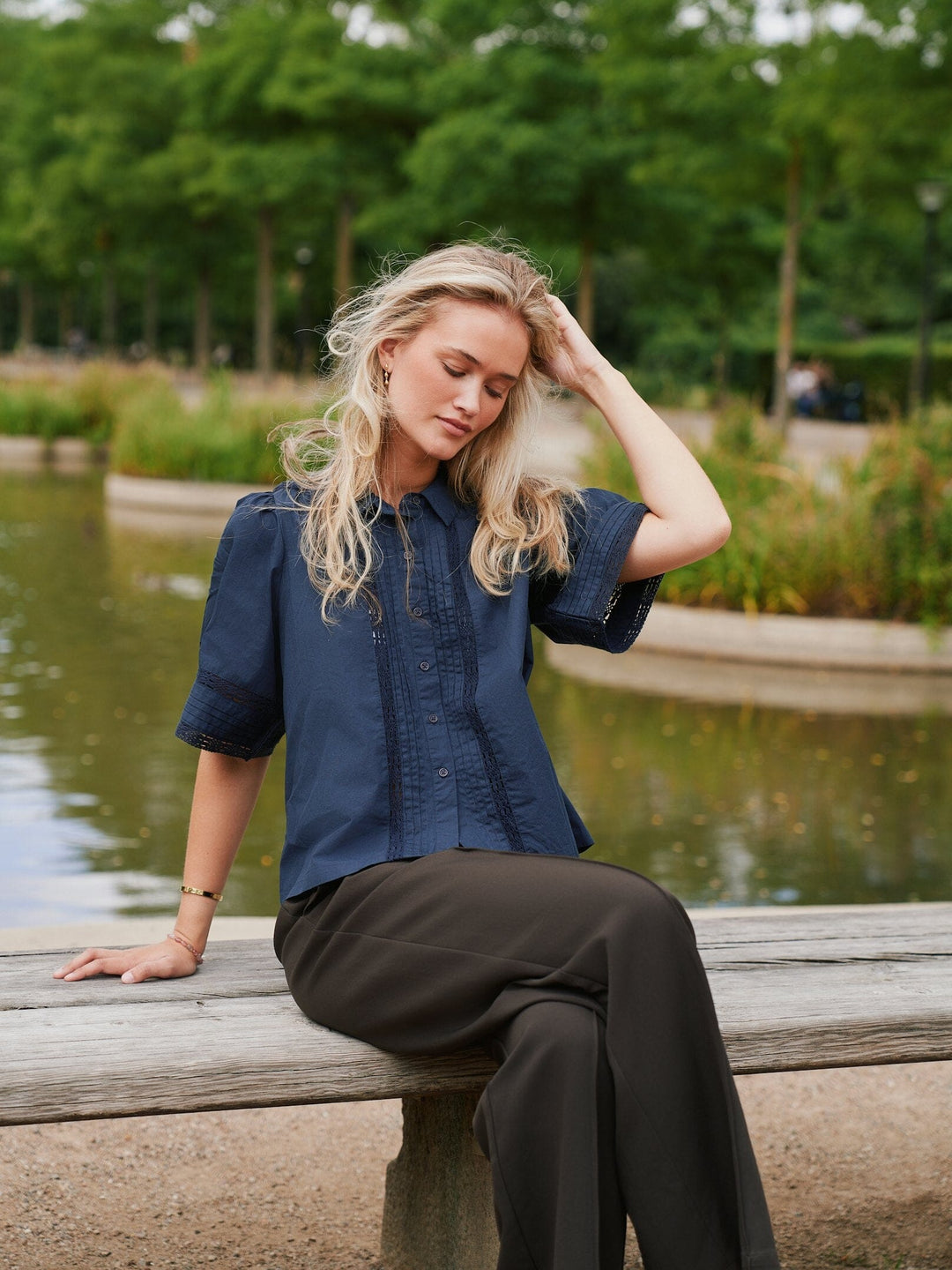 Neo Noir - Lotte C Poplin Shirt 169838 - 141 - Navy Skjorter 