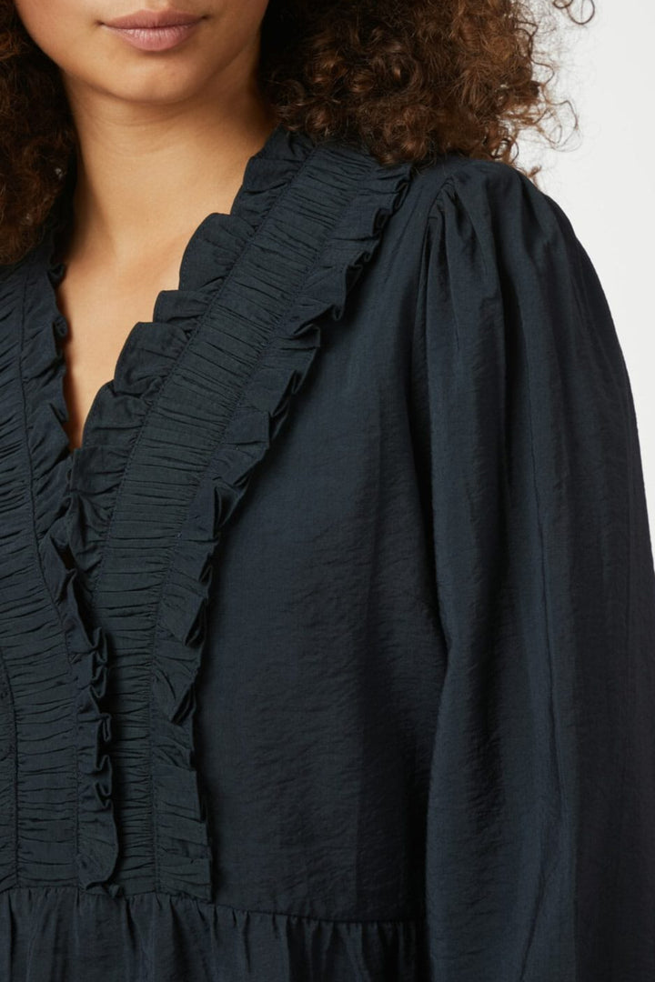 Neo Noir - Melfy Structure Blouse 166695 - 141 - Navy