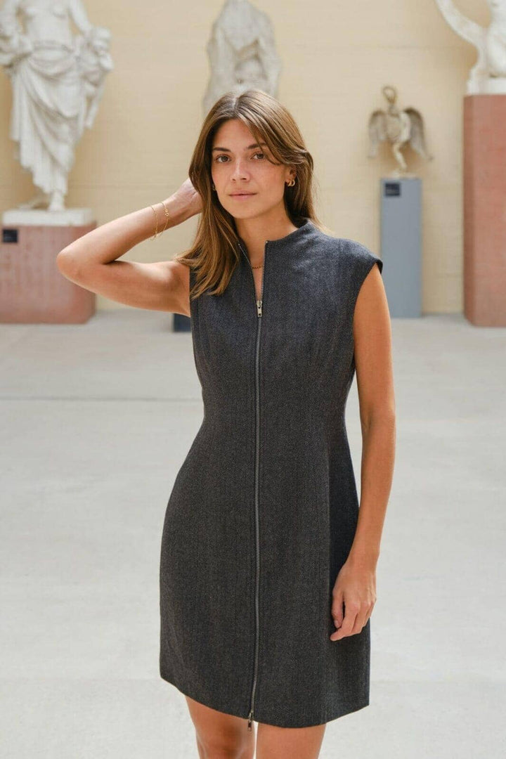 Neo Noir - Melville Herringbone Dress 166190 - 132 - Antracit Kjoler 